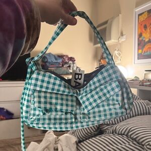 NWT Green Gingham Cargo Shoulder Bag